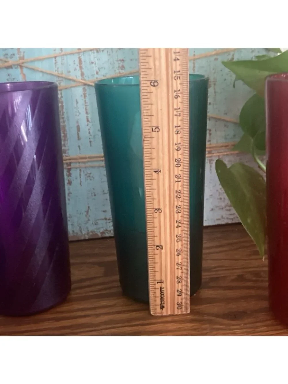Tupperware Acrylic 4 Tumbler Cups Jewel Tone Jazzy Geometric 14oz.